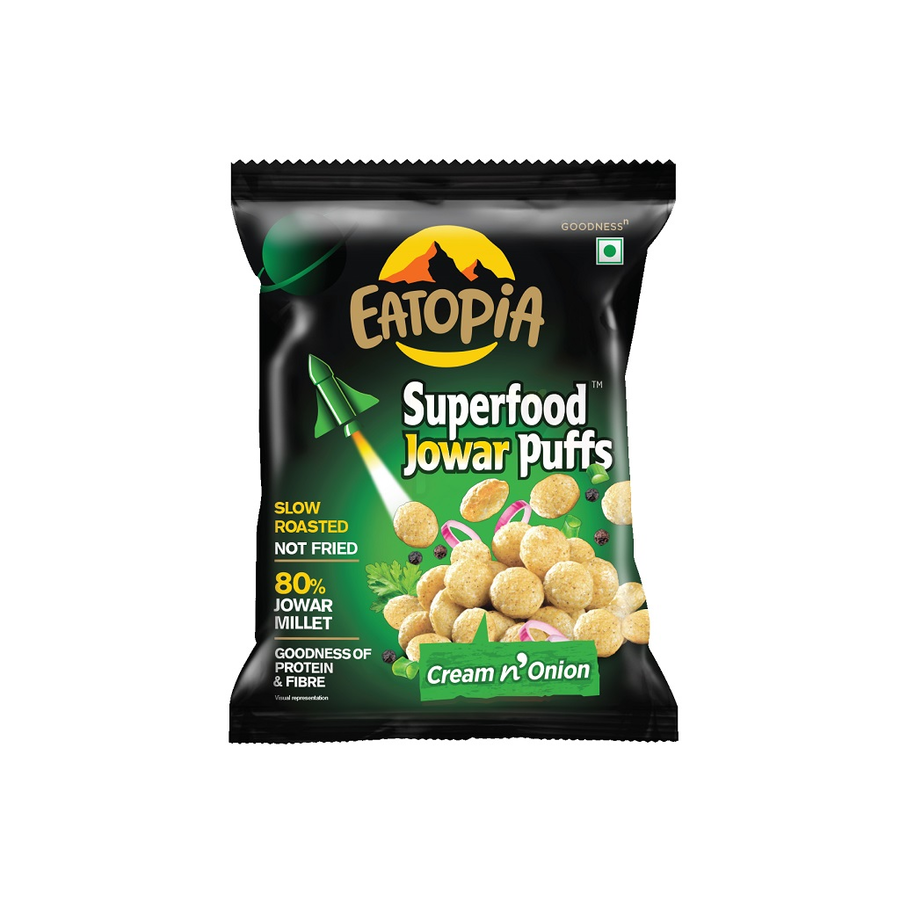 EATOPIA Super food Jowar puffs Cream n Onion, 20g