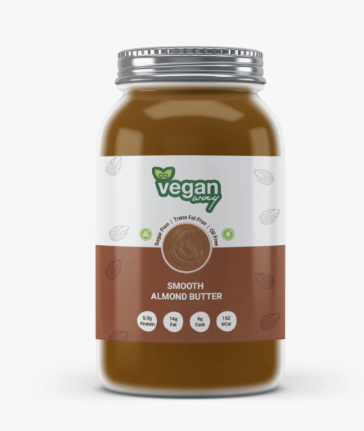 VEGAN WAY Pure Smooth Almond Butter with 100% Roasted Almonds, 1kg - Vegan, Gluten Free, Sugar Free