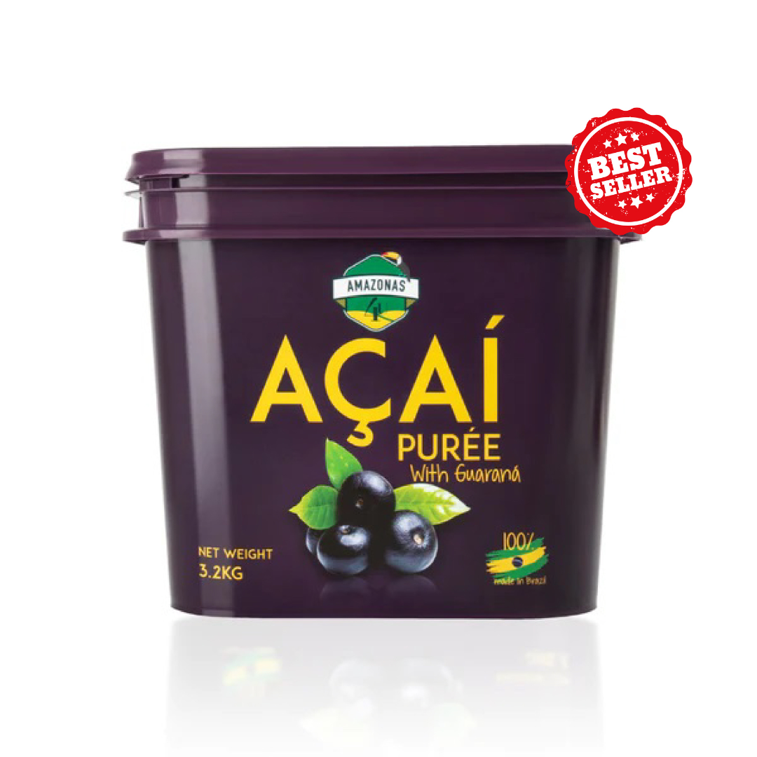 AMAZONAS4U Acai Puree with Guarana - 3.2kg Tub | Frozen Superfood Blend for Health-Conscious Living