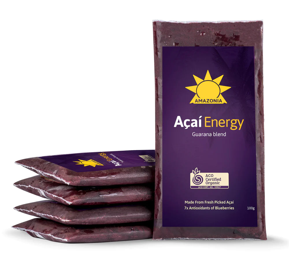 AMAZONIA Organic Acai Energy Guarana Blend Smoothies, 6Kg - Pack of 60