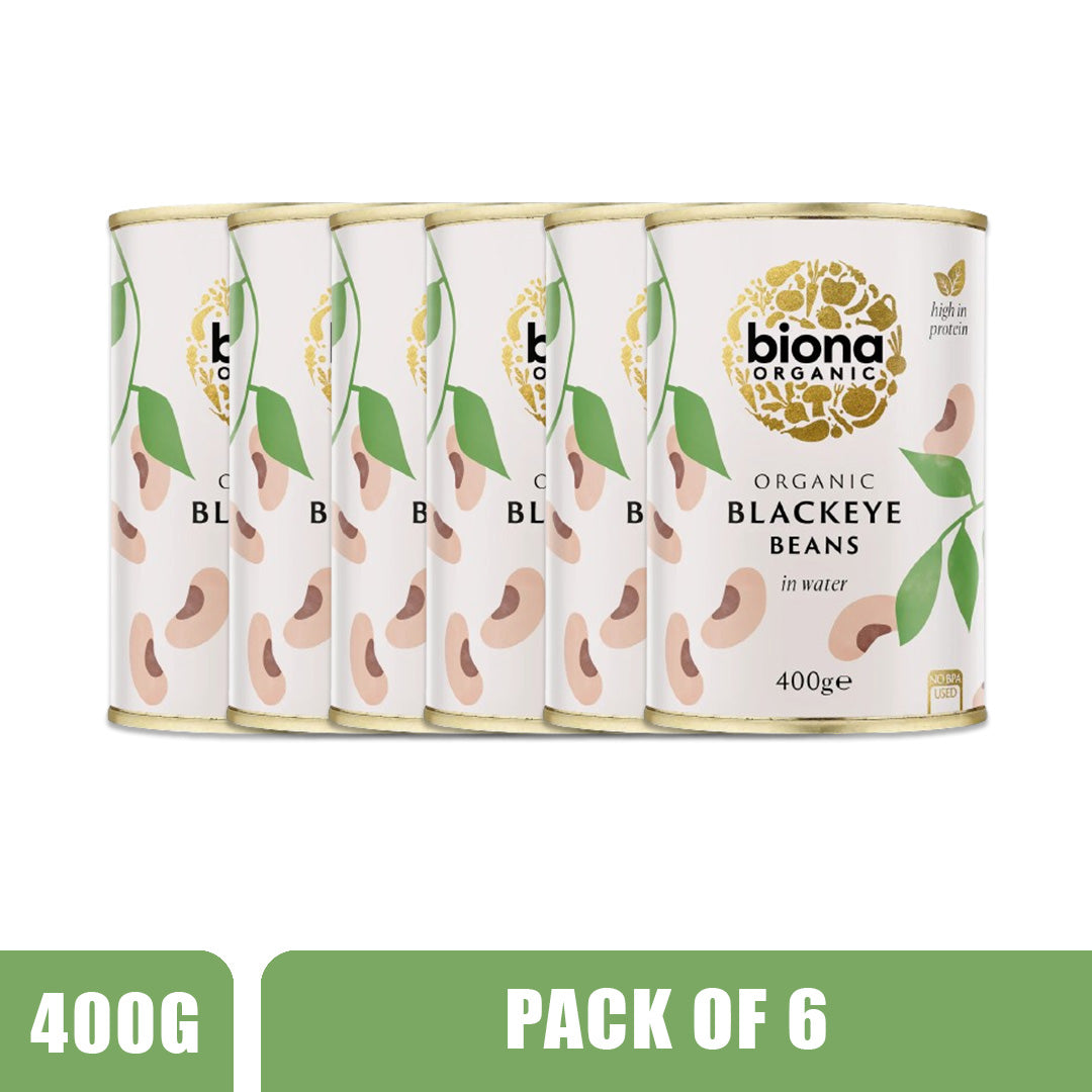 BIONA ORGANIC Blackeye Beans - Pack of 6 (400g each)