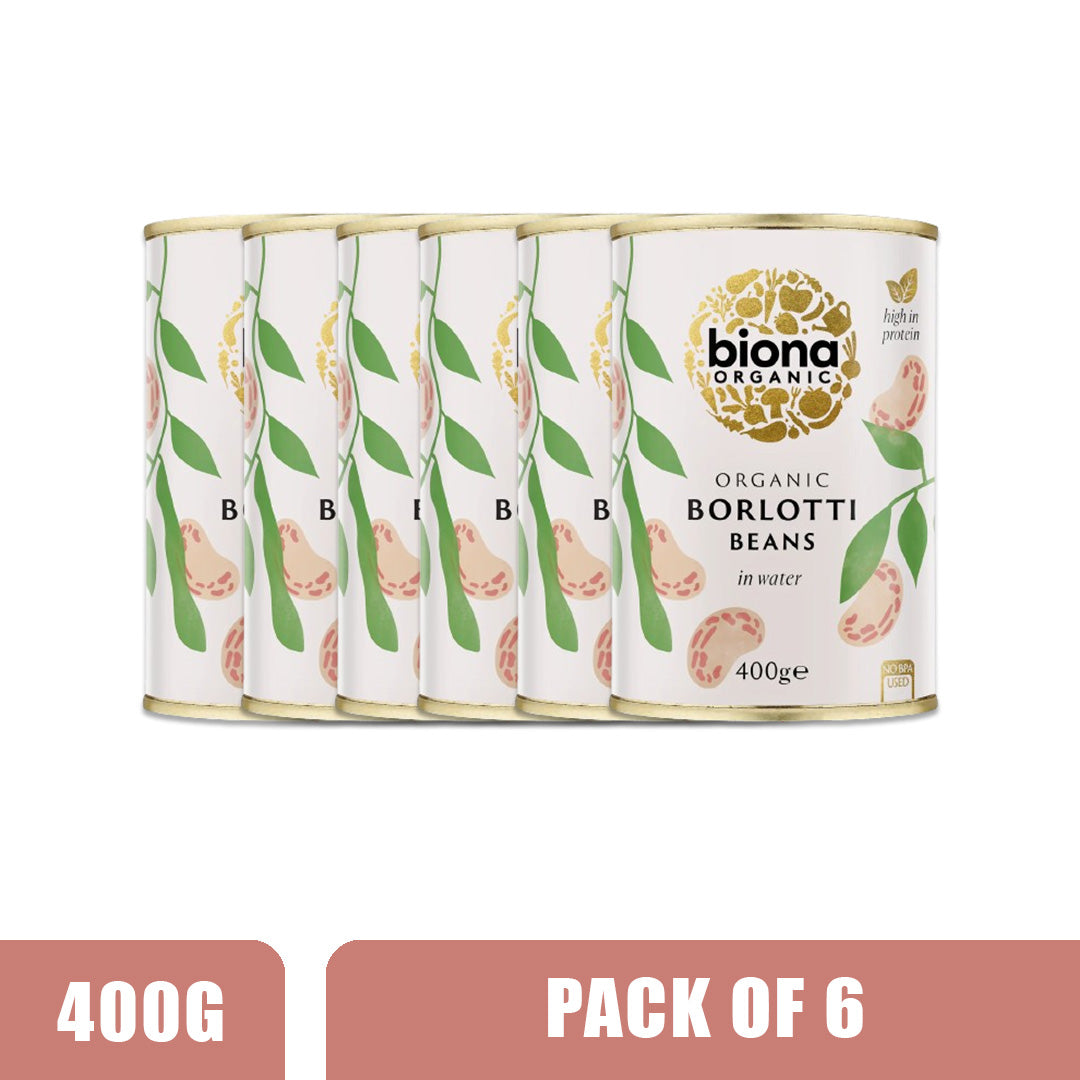 BIONA ORGANIC Borlotti Beans - Pack of 6 (400g each)