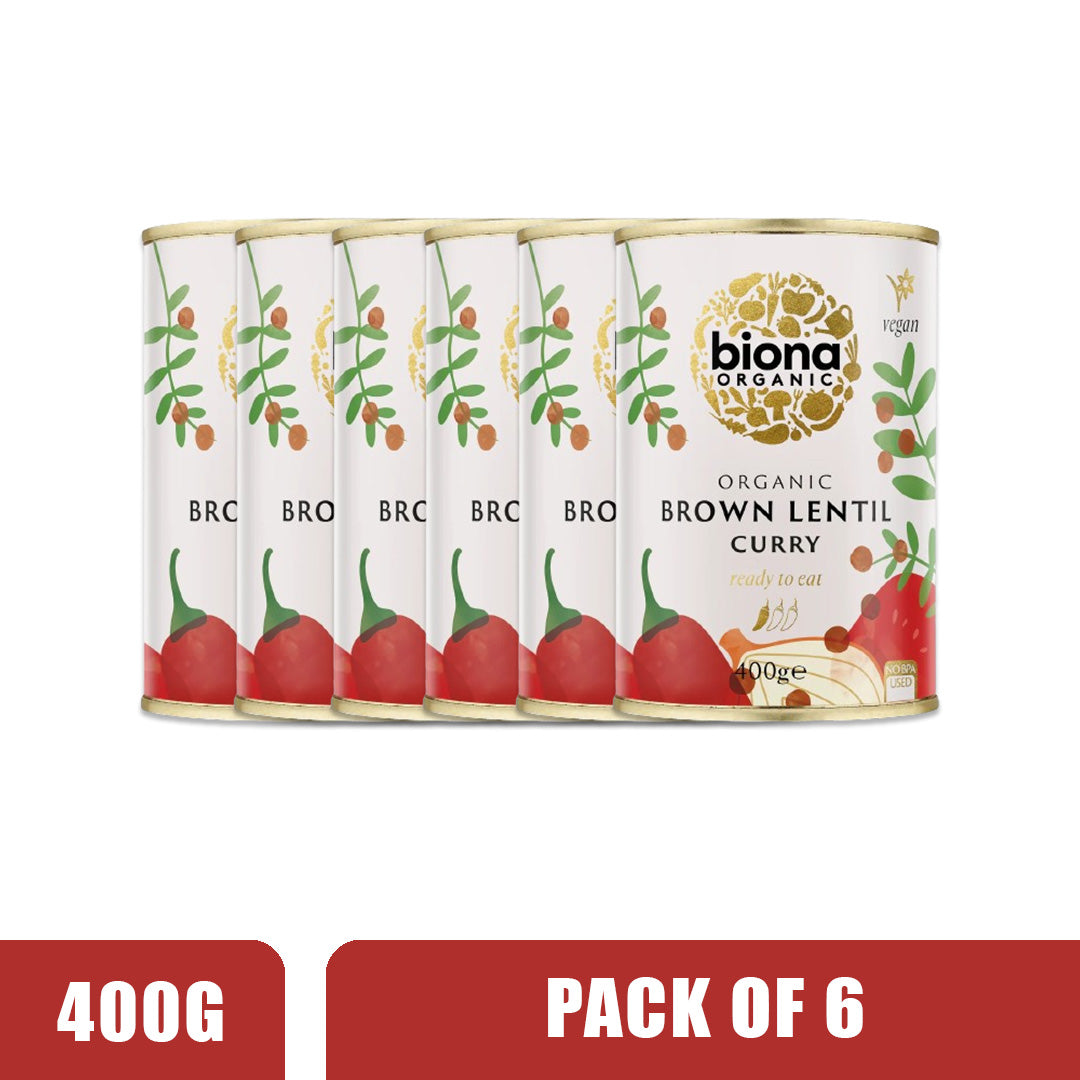 BIONA ORGANIC Brown Lentil Curry - Pack of 6 (400g each)