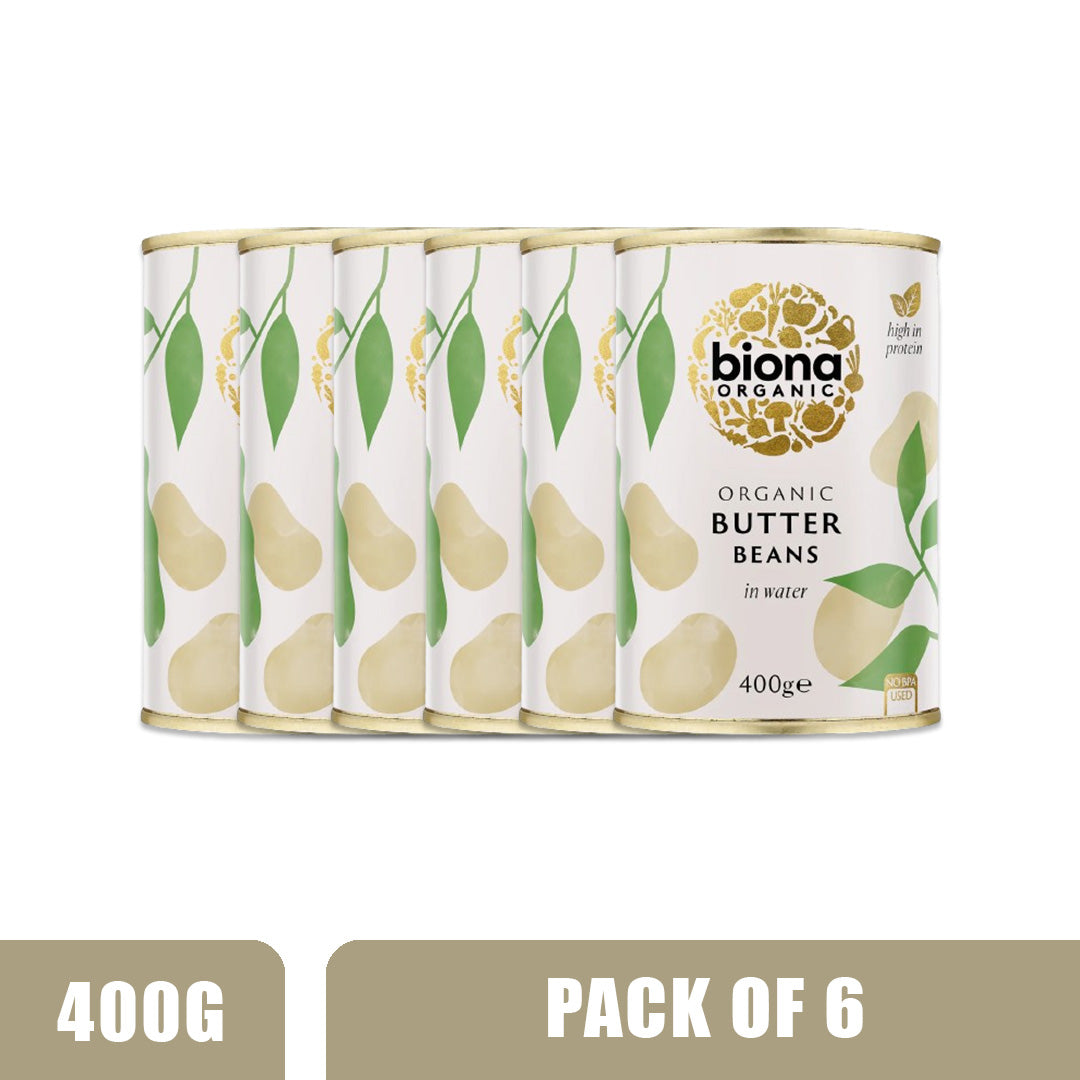 BIONA ORGANIC Butter Beans - Pack of 6 (400g each)