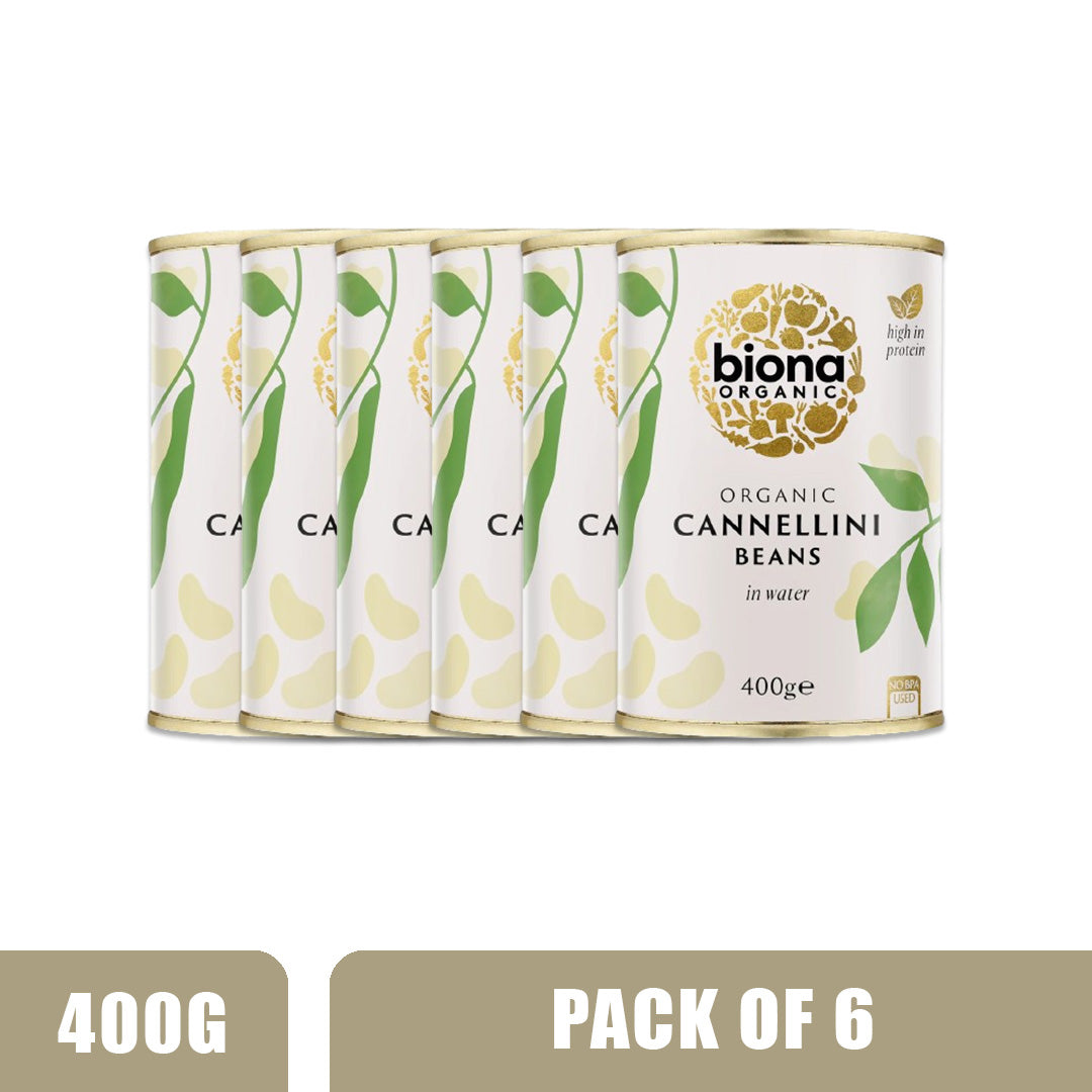 BIONA ORGANIC Cannellini Beans - Pack of 6 (400g each)