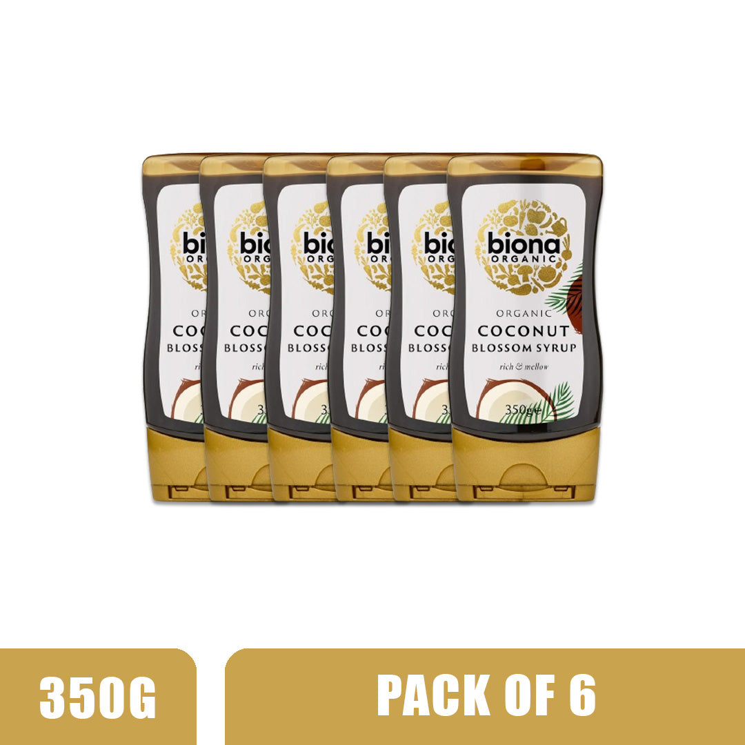 BIONA ORGANIC Coconut Blossom Syrup - Pack of 6 (350g each)