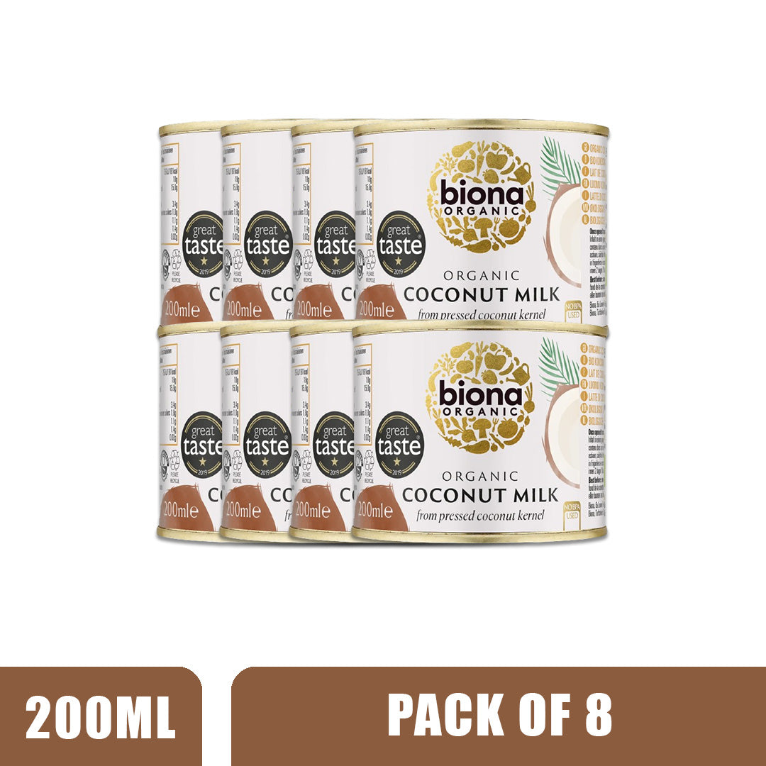 BIONA ORGANIC Coconut Milk - Pack of 8 (200ml each)