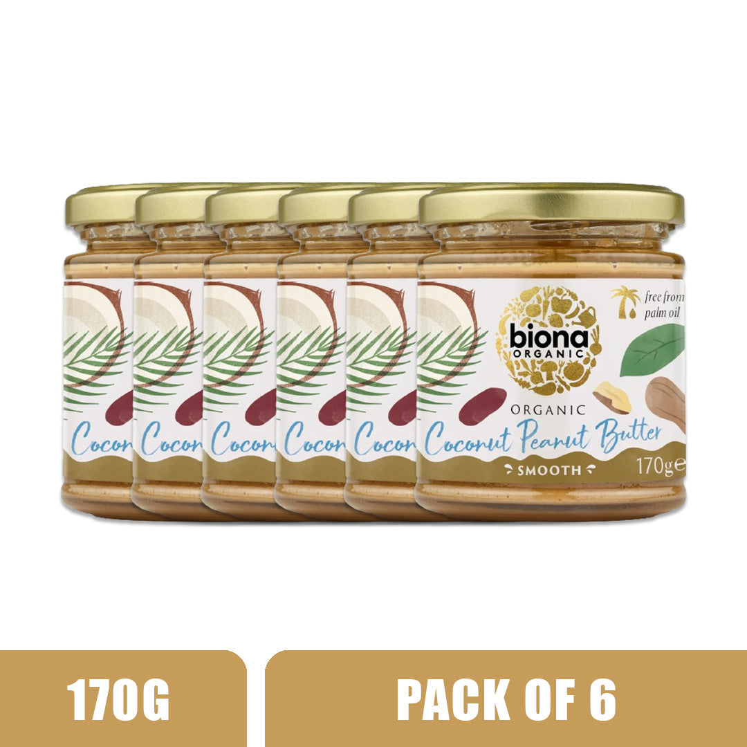 BIONA ORGANIC Coconut Peanut Butter - Pack of 6 (170g each)