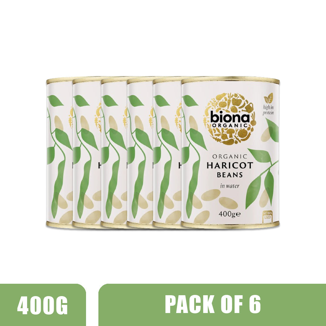 BIONA ORGANIC Haricot Beans - Pack of 6 (400g each)