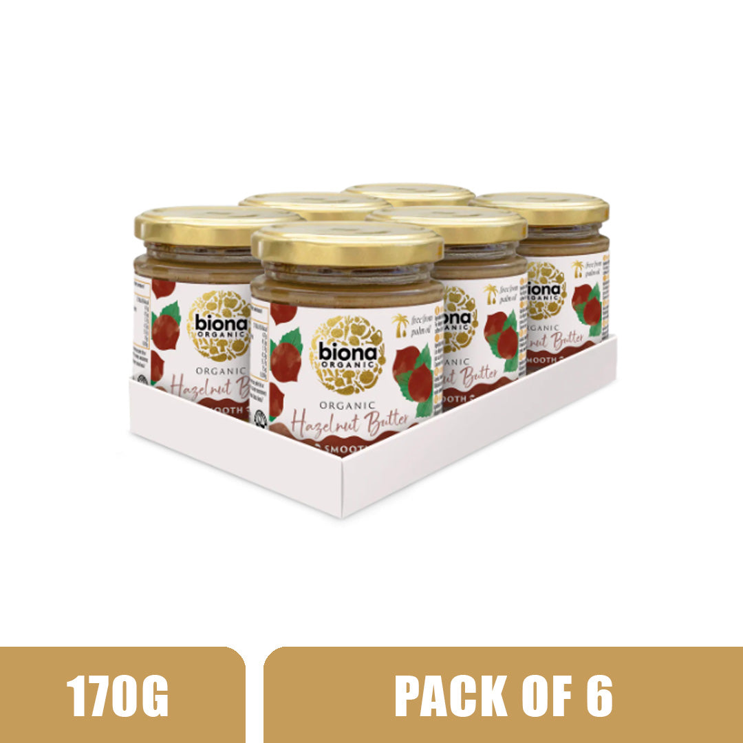 BIONA ORGANIC Hazelnut Butter - Pack of 6 (170g each)