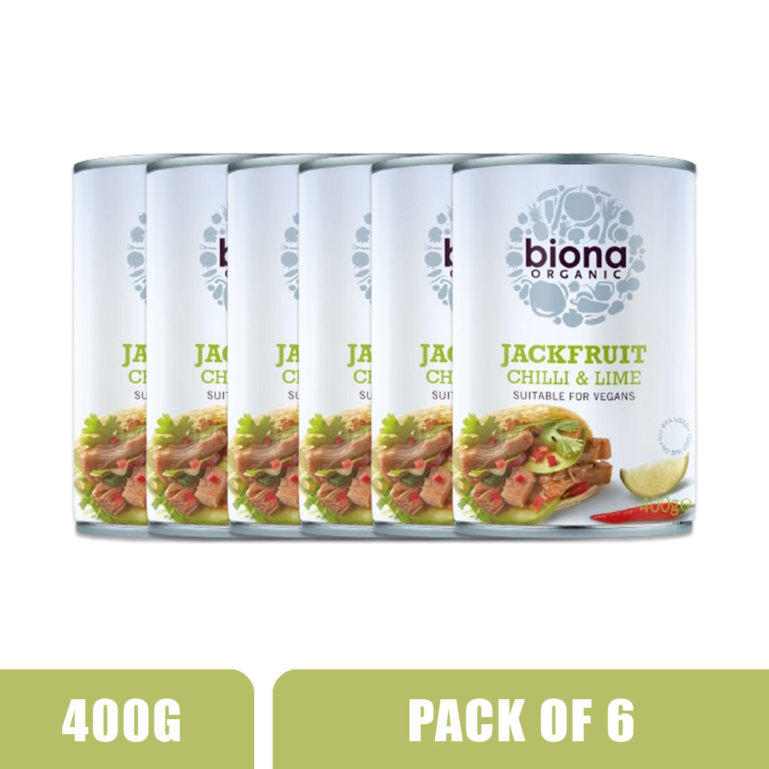 BIONA ORGANIC Jackfruit Chilli & Lime - Pack of 6 (400g each)