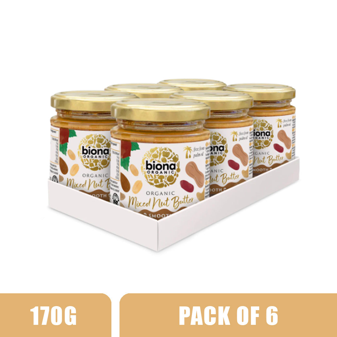 BIONA ORGANIC Mixed Nut Butter - Pack of 6 (170g each)