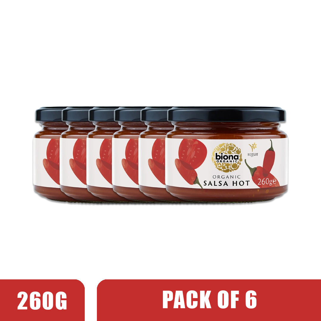 BIONA ORGANIC Salsa Hot - Pack of 6 (260g each)