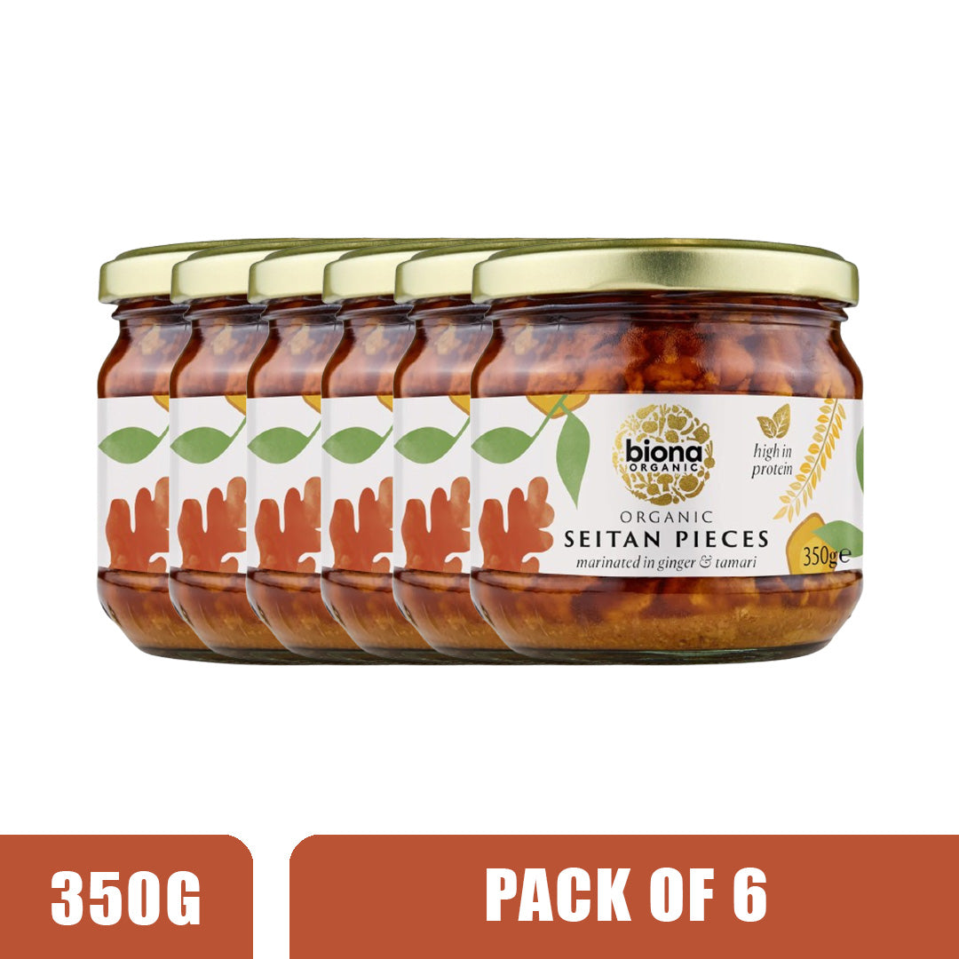 BIONA ORGANIC Seitan Pieces in Ginger & Soya sauce - Pack of 6 (350g each)