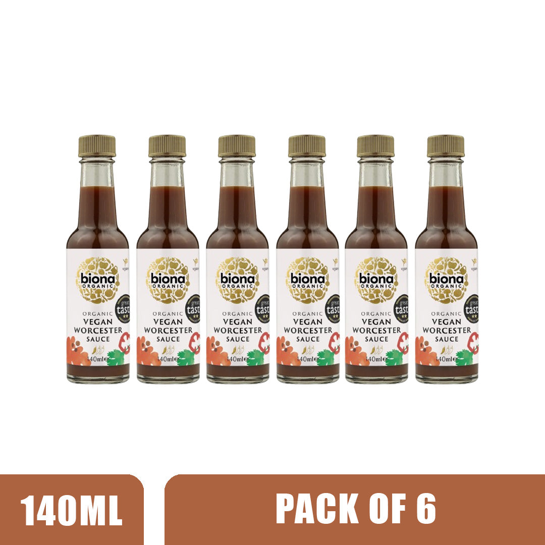 BIONA ORGANIC Worcester Sauce - Pack of 6 (140ml each)