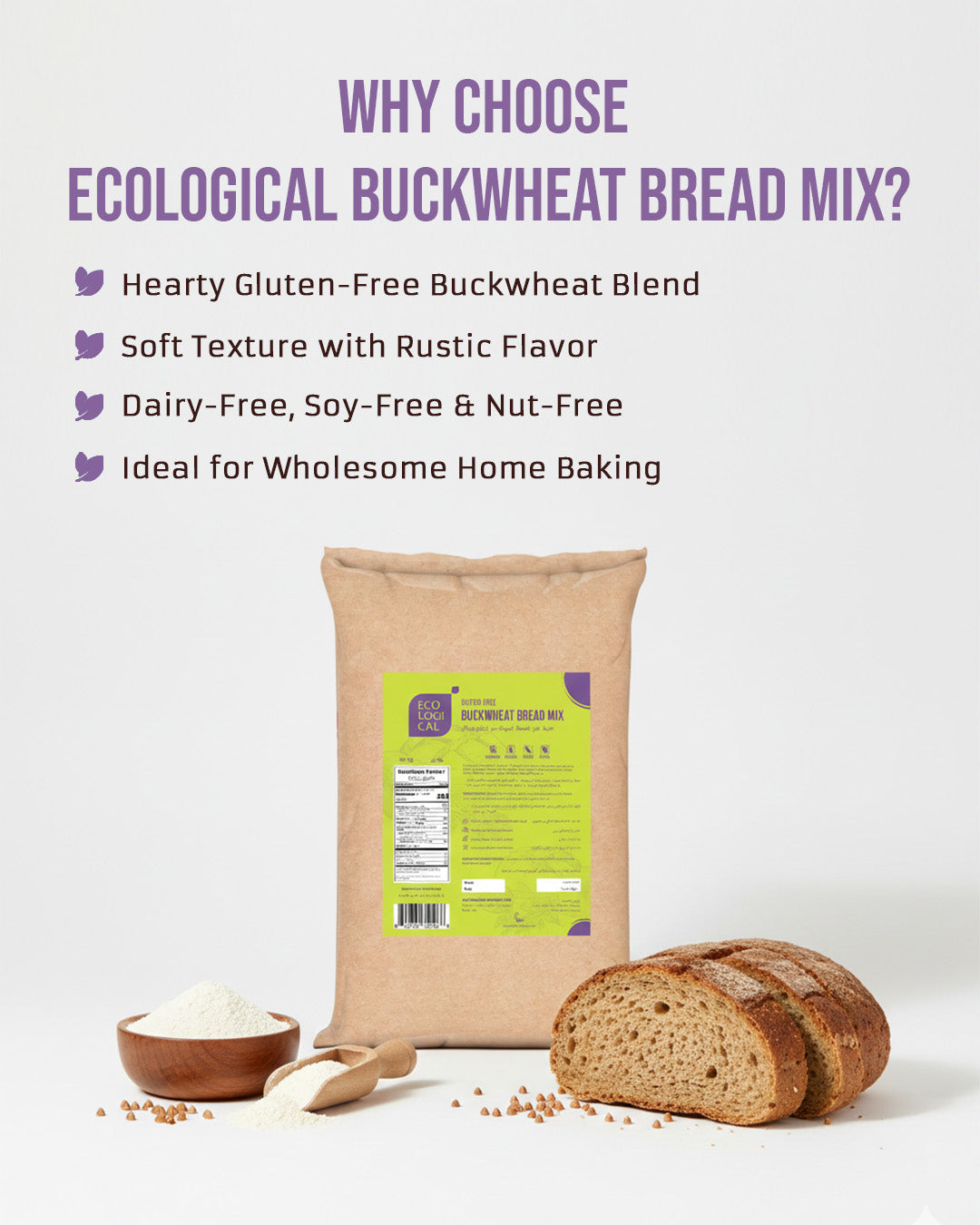 ECOLOGICAL Gluten-Free Buckwheat Bread Mix, 20 Kg