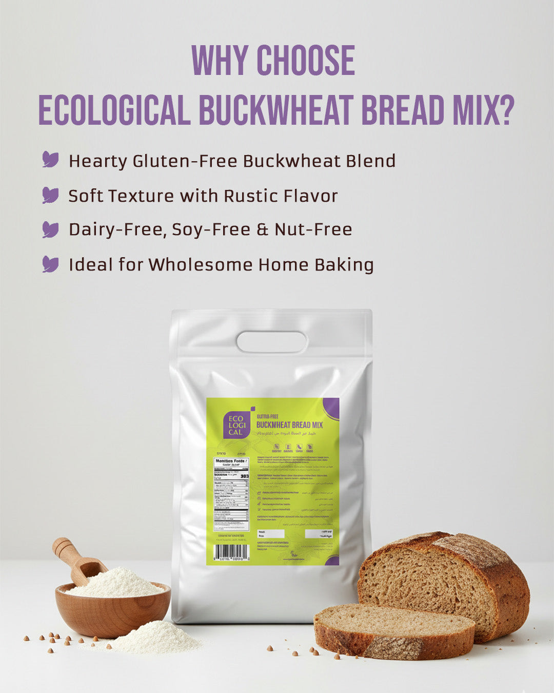 ECOLOGICAL Gluten-Free Buckwheat Bread Mix, 2.5 Kg