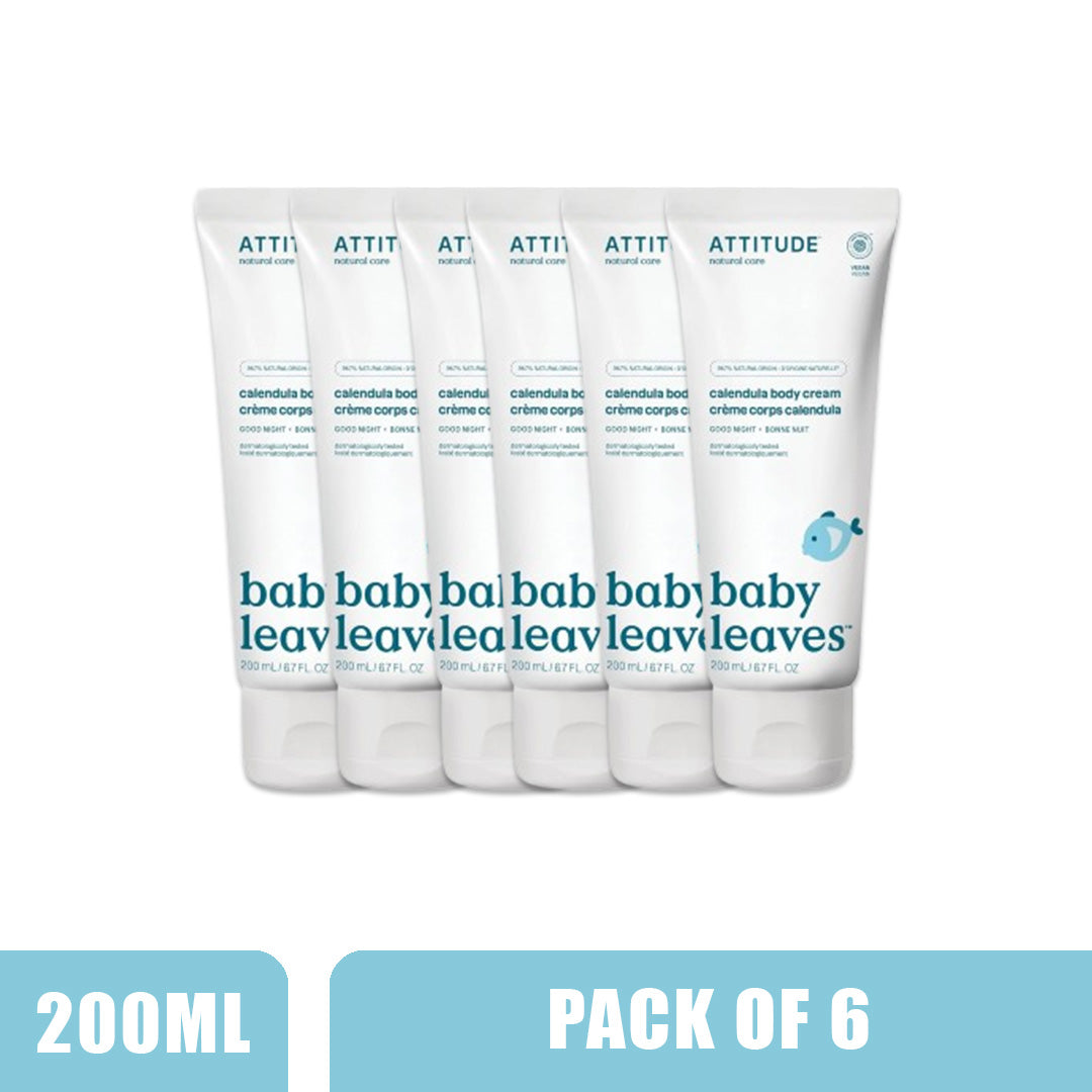 ATTITUDE Baby Leaves Calendula Cream  - Night - Almond milk - Pack of 6 (200ml each)