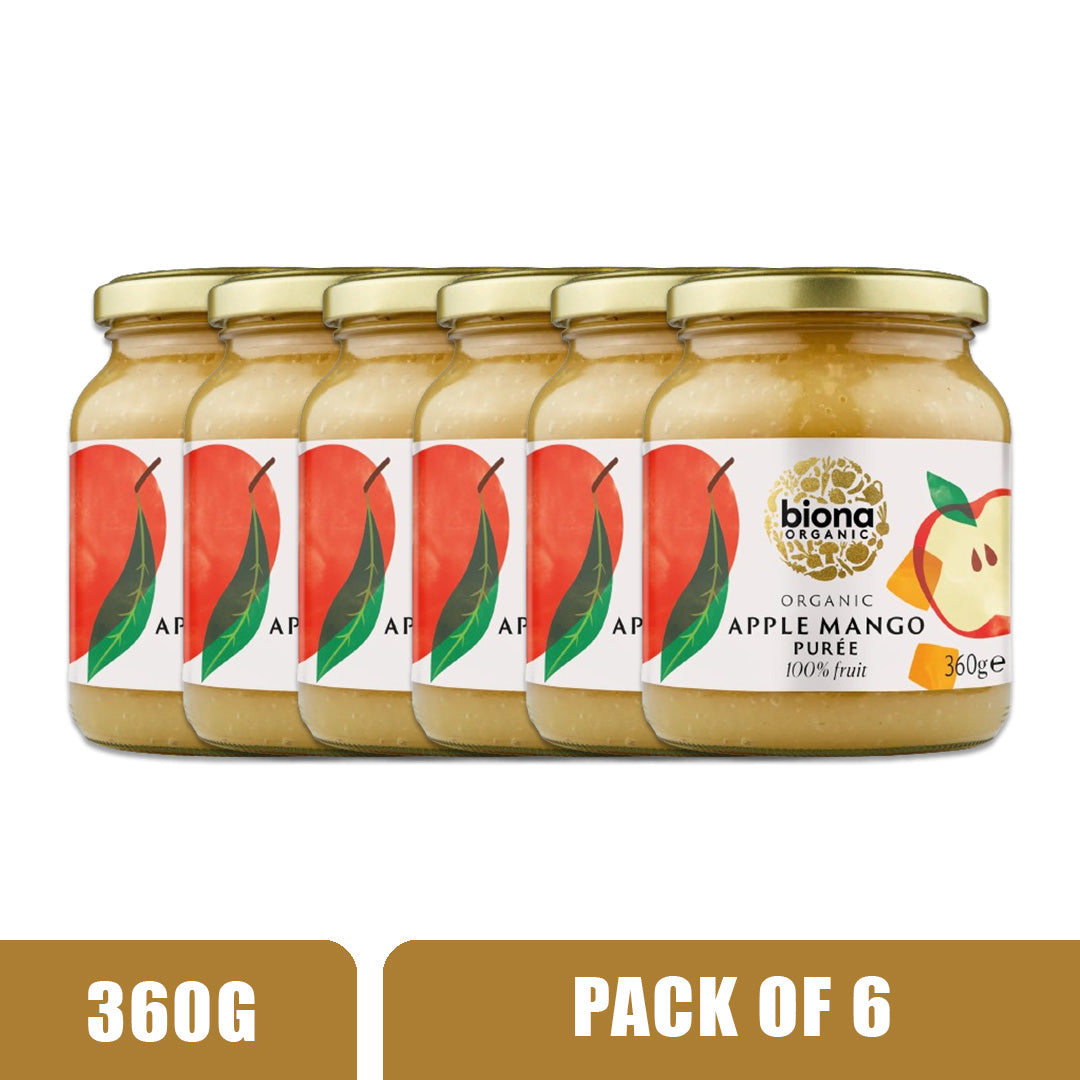BIONA ORGANIC Apple Mango Puree - Pack of 6 (360g per piece)