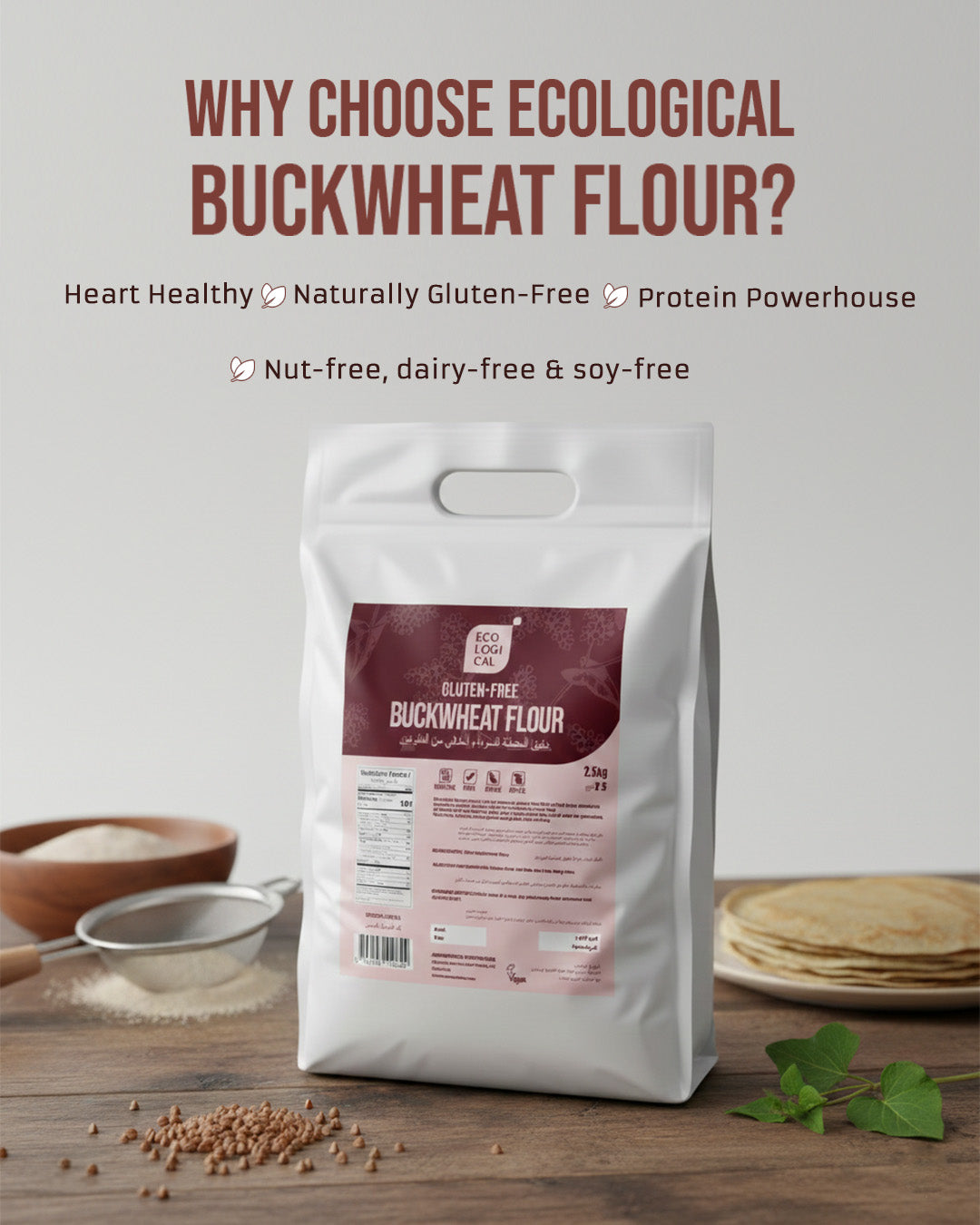 Ecological Gluten-Free Buckwheat Flour, 2.5 Kg