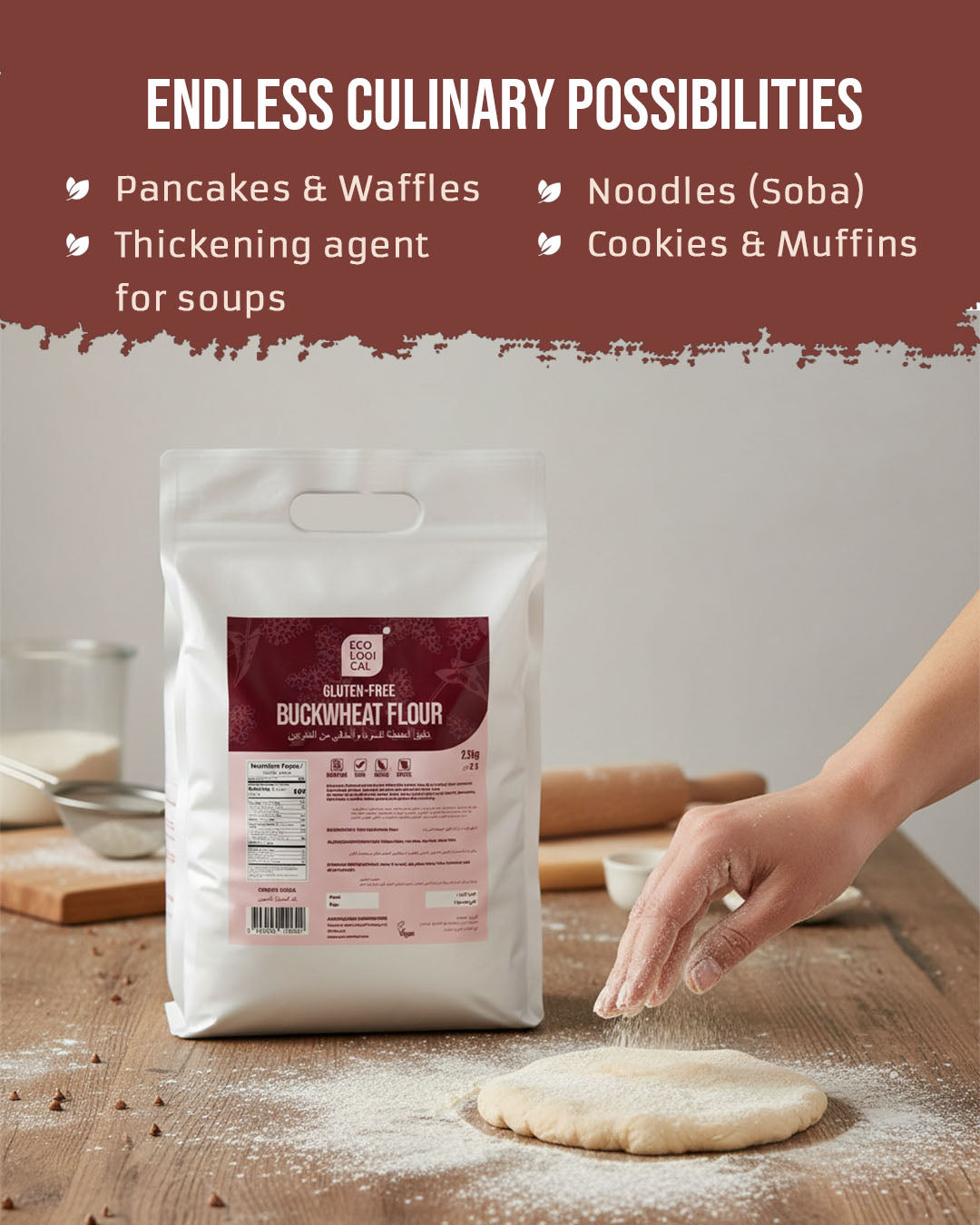 Ecological Gluten-Free Buckwheat Flour, 2.5 Kg