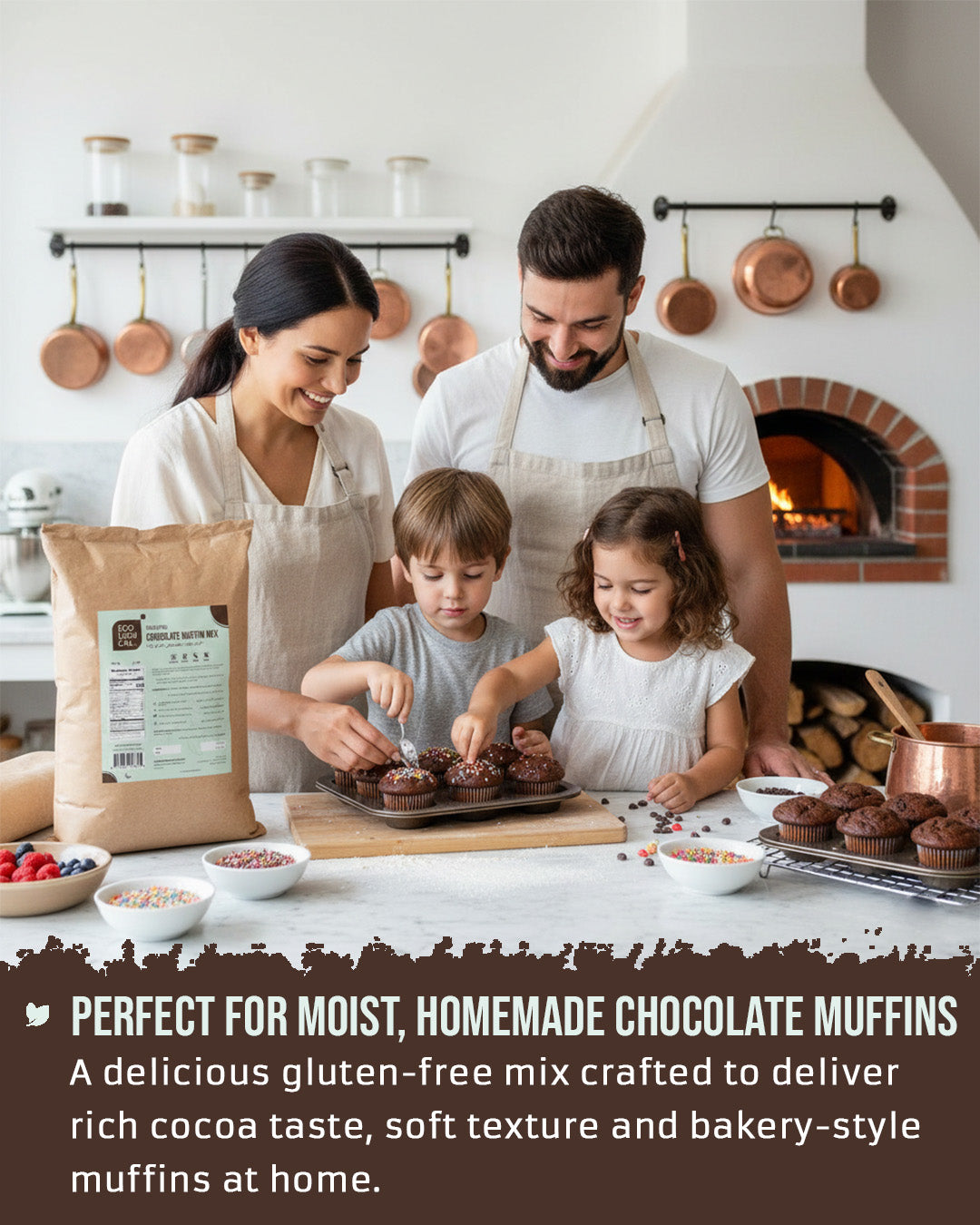 ECOLOGICAL Gluten-Free Chocolate Muffin Mix, 20 Kg