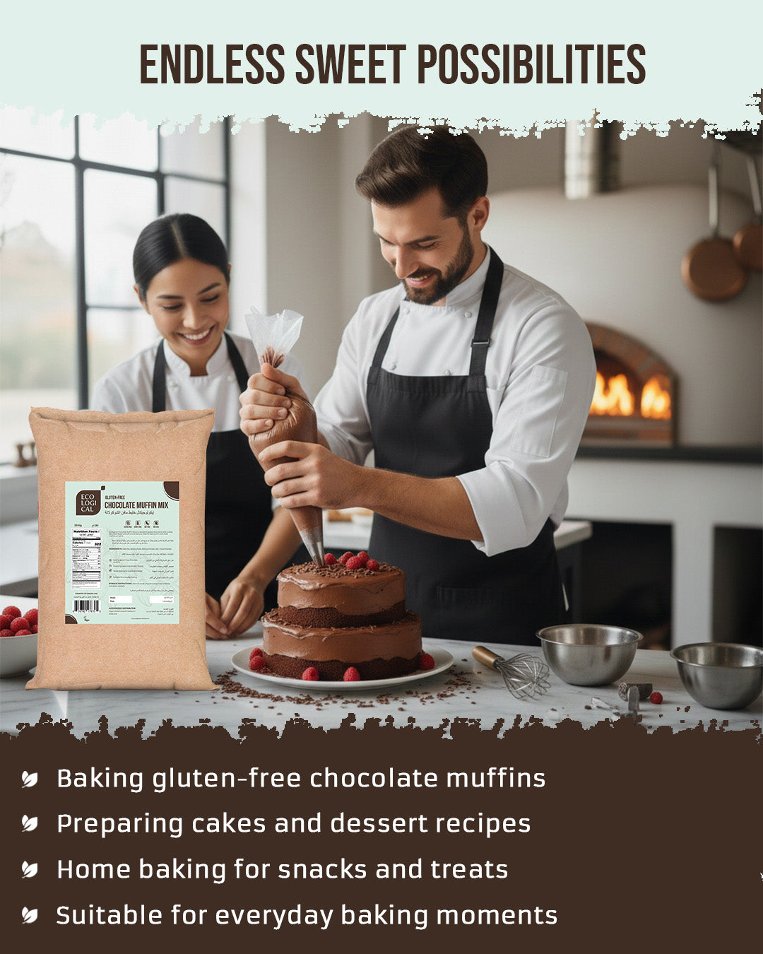 ECOLOGICAL Gluten-Free Chocolate Muffin Mix, 20 Kg