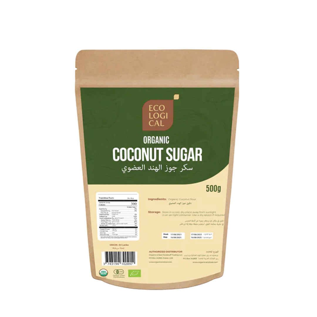 Premium ECOLOGICAL Organic Coconut Sugar, 500g - Unrefined Sweetener for Healthier Living