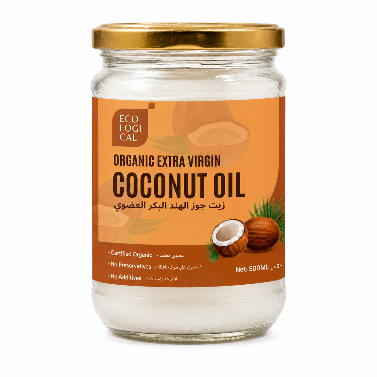 ECOLOGICAL Organic Extra Virgin Coconut Oil, 500ml