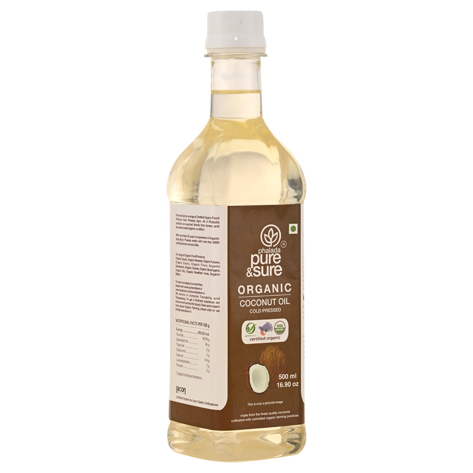PURE & SURE Organic Coconut Oil, 500ml