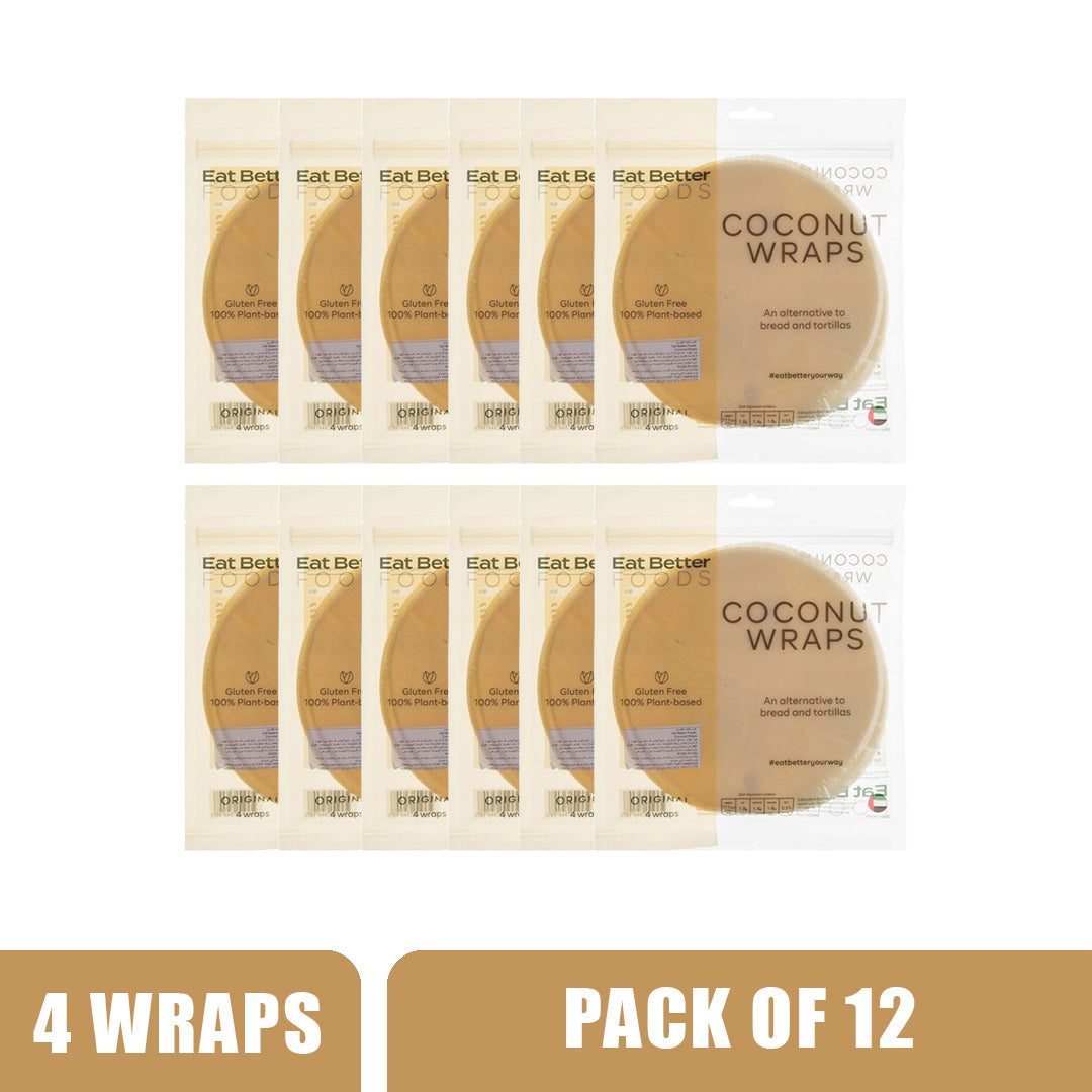 EAT BETTER FOODS Coconut Wraps Original, Pack of 12, Vegan, Gluten Free