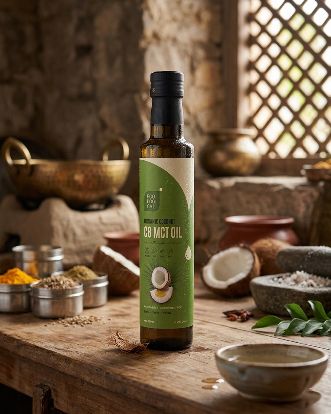 Ecological Organic C8 MCT Oil 250ml- Coconut-Based, Keto-Friendly