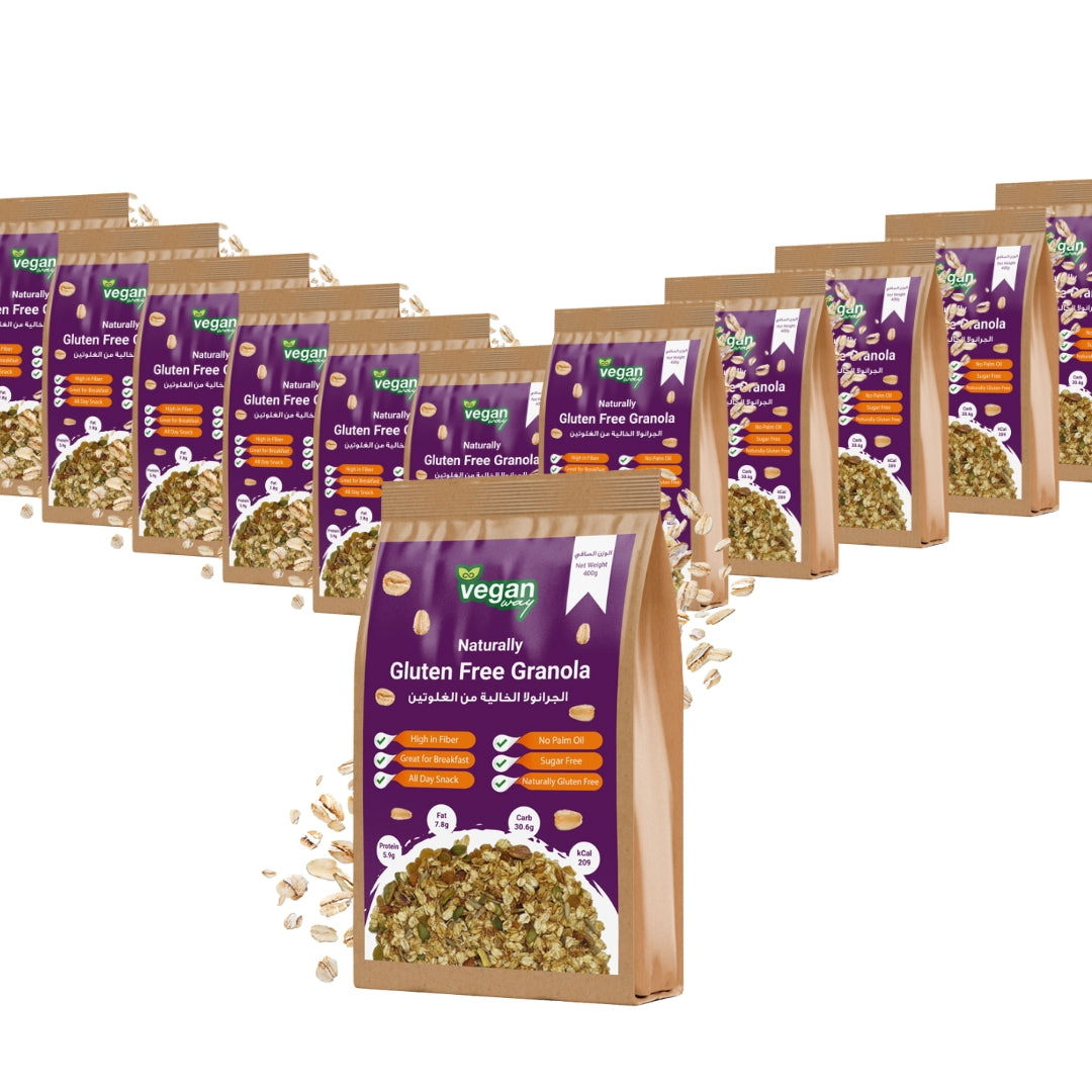 VEGAN WAY Paleo Nut Granola Healthy Breakfast Cereal - Vegan, Gluten Free, Sugar Free - Pack of 12 (400g each)