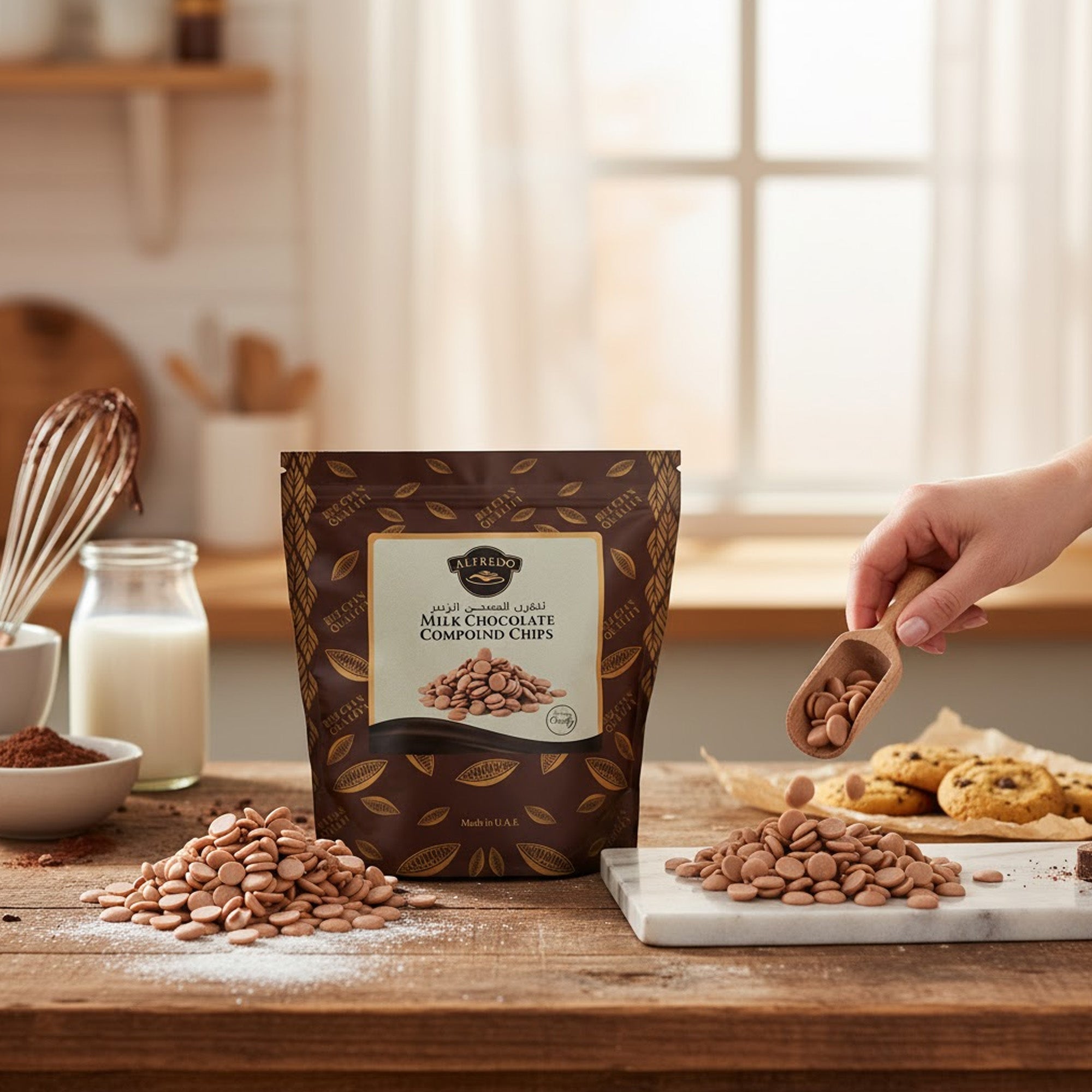 BAKING ESSENTIALS ALFREDO Milk Chocolate Compound Chips, 5 kg