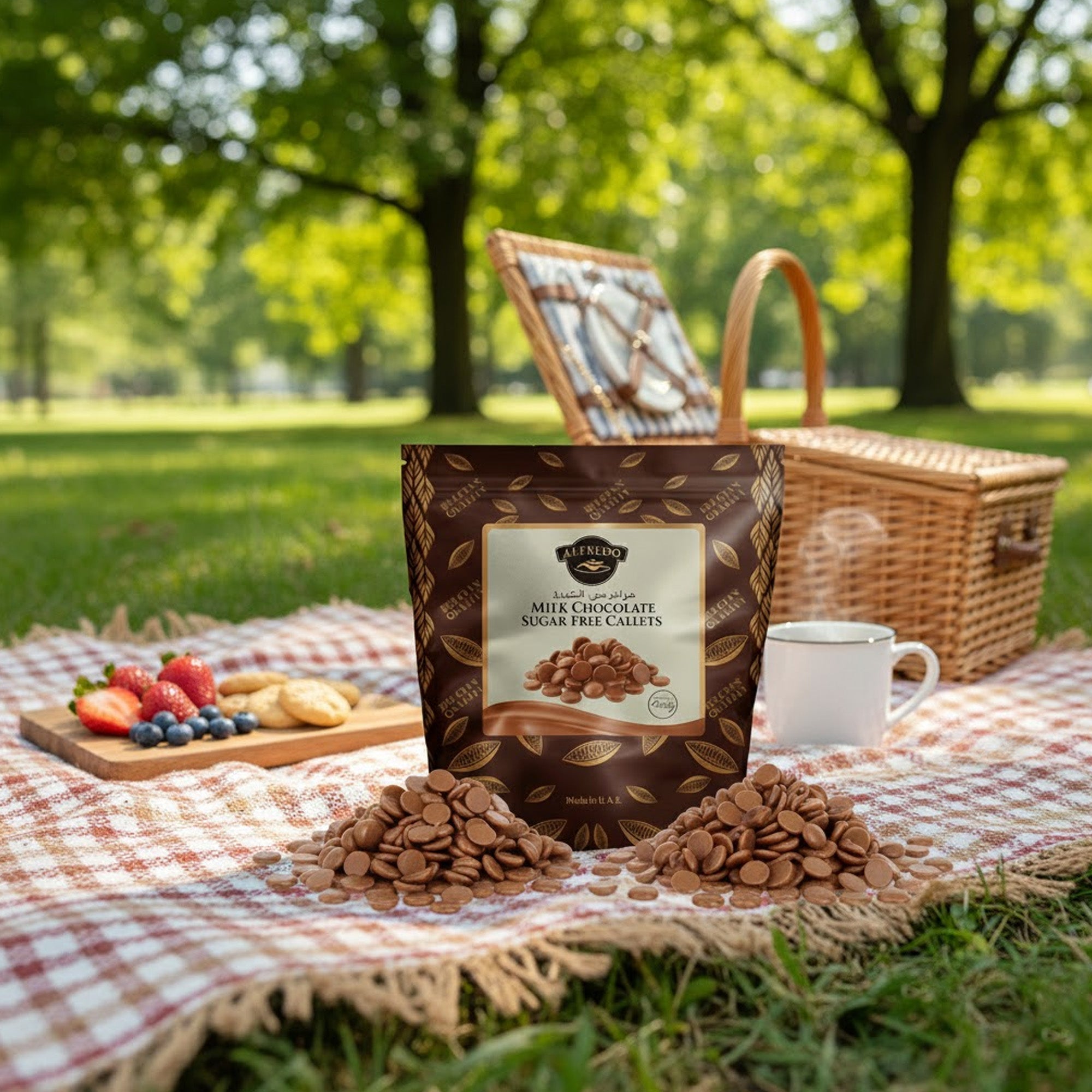 BAKING ESSENTIALS ALFREDO Milk Chocolate Sugar Free Callets, 5 kg