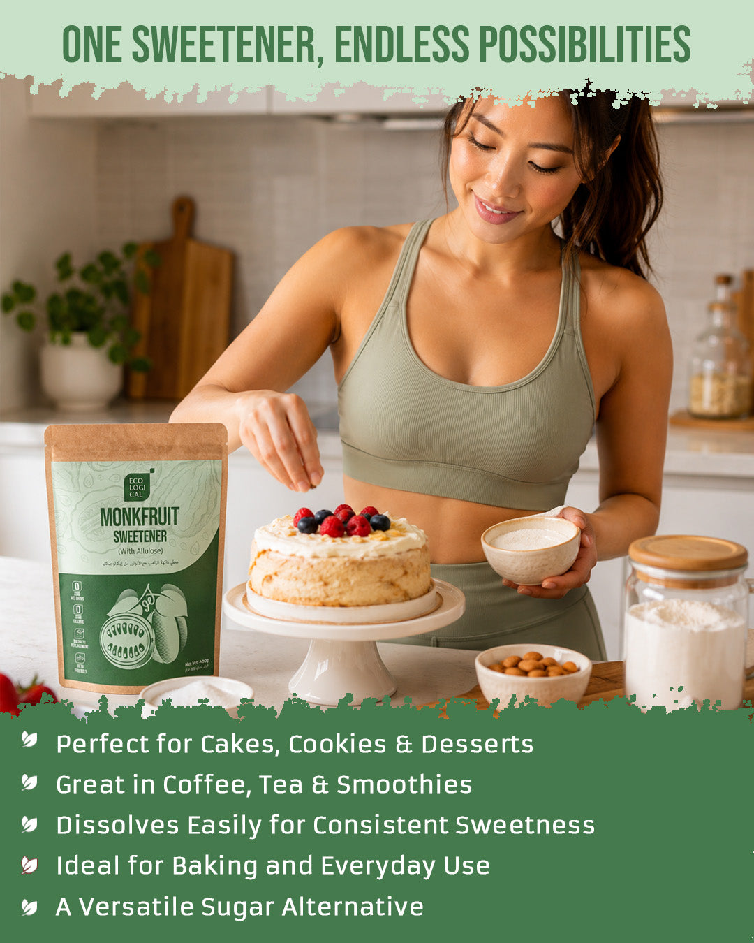 ECOLOGICAL Monkfruit Sweetener With Allulose, 400g