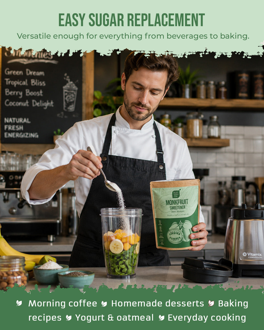 ECOLOGICAL Monkfruit Sweetener With Allulose, 400g