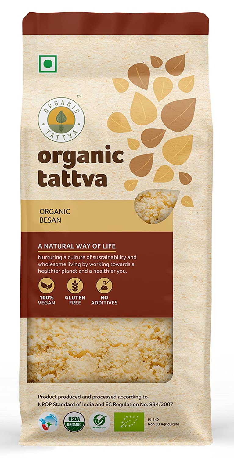 ORGANIC TATTAVA Organic Besan (Gram Flour), 800g - Organic, Vegan, Gluten Free