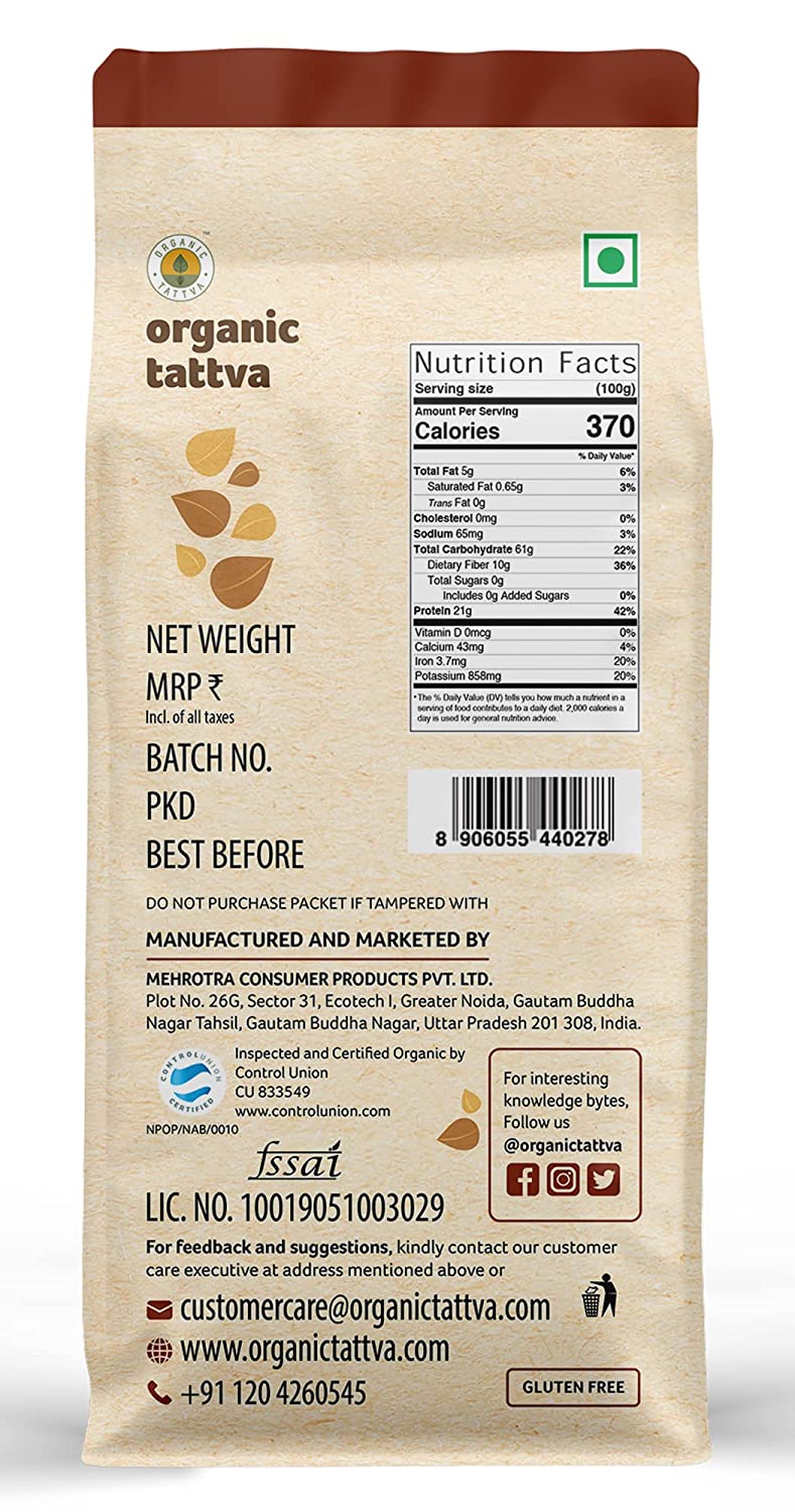 ORGANIC TATTAVA Organic Besan (Gram Flour), 800g - Organic, Vegan, Gluten Free