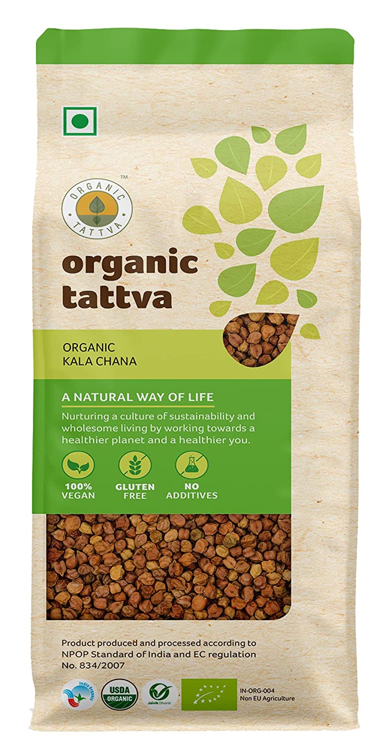 ORGANIC TATTAVA Organic Brown Chickpeas (Kala Chana), 1Kg - Organic, V