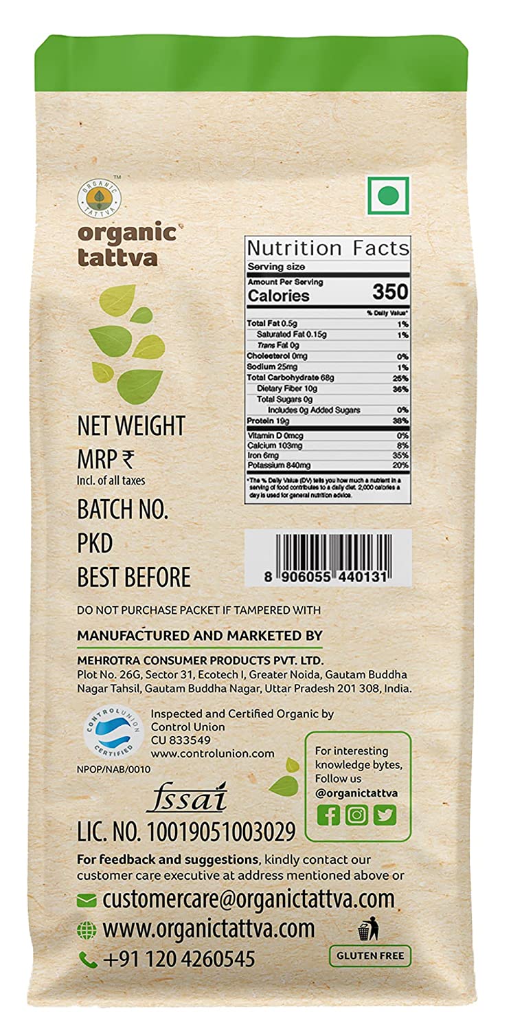 ORGANIC TATTAVA Organic Brown Chickpeas (Kala Chana), 1Kg - Organic, Vegan, Gluten Free