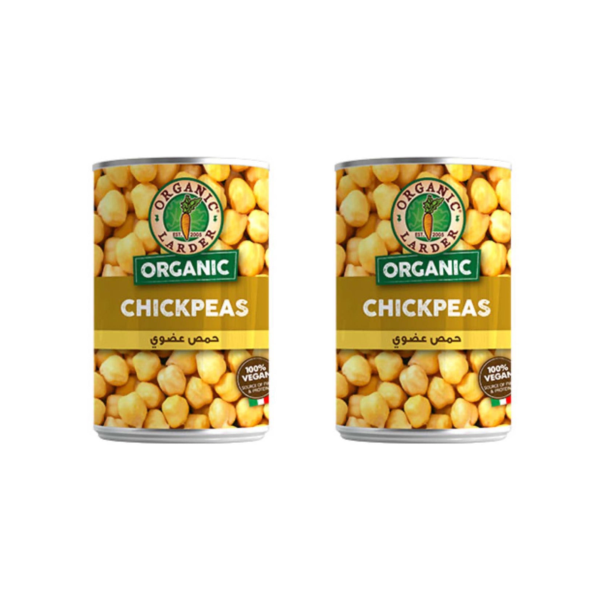 Organic Larder Chickpeas 400g, Vegan, PACK OF 2