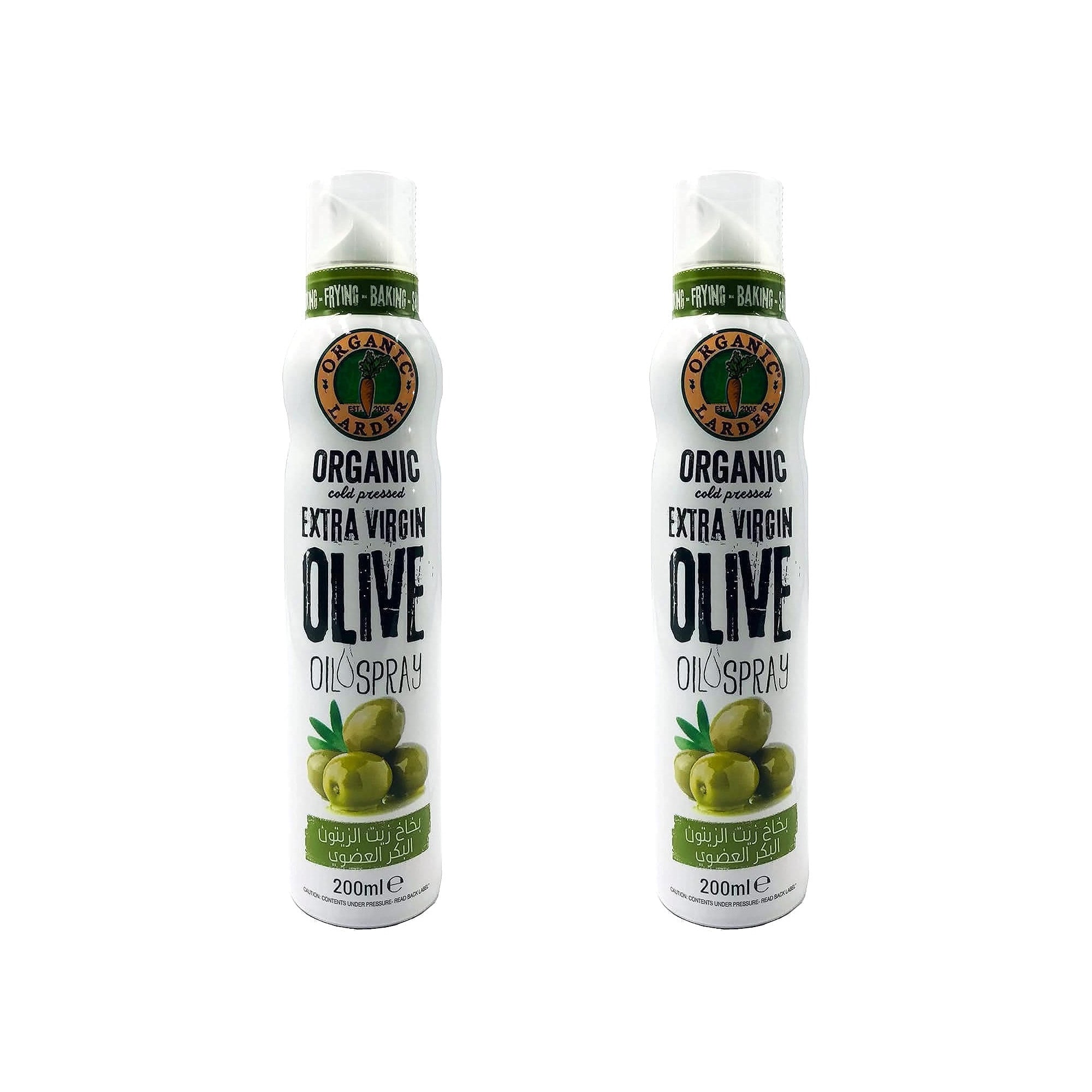 Organic Larder Cold Pressed Extra Virgin Olive Oil Spray 200mL, PACK OF 2