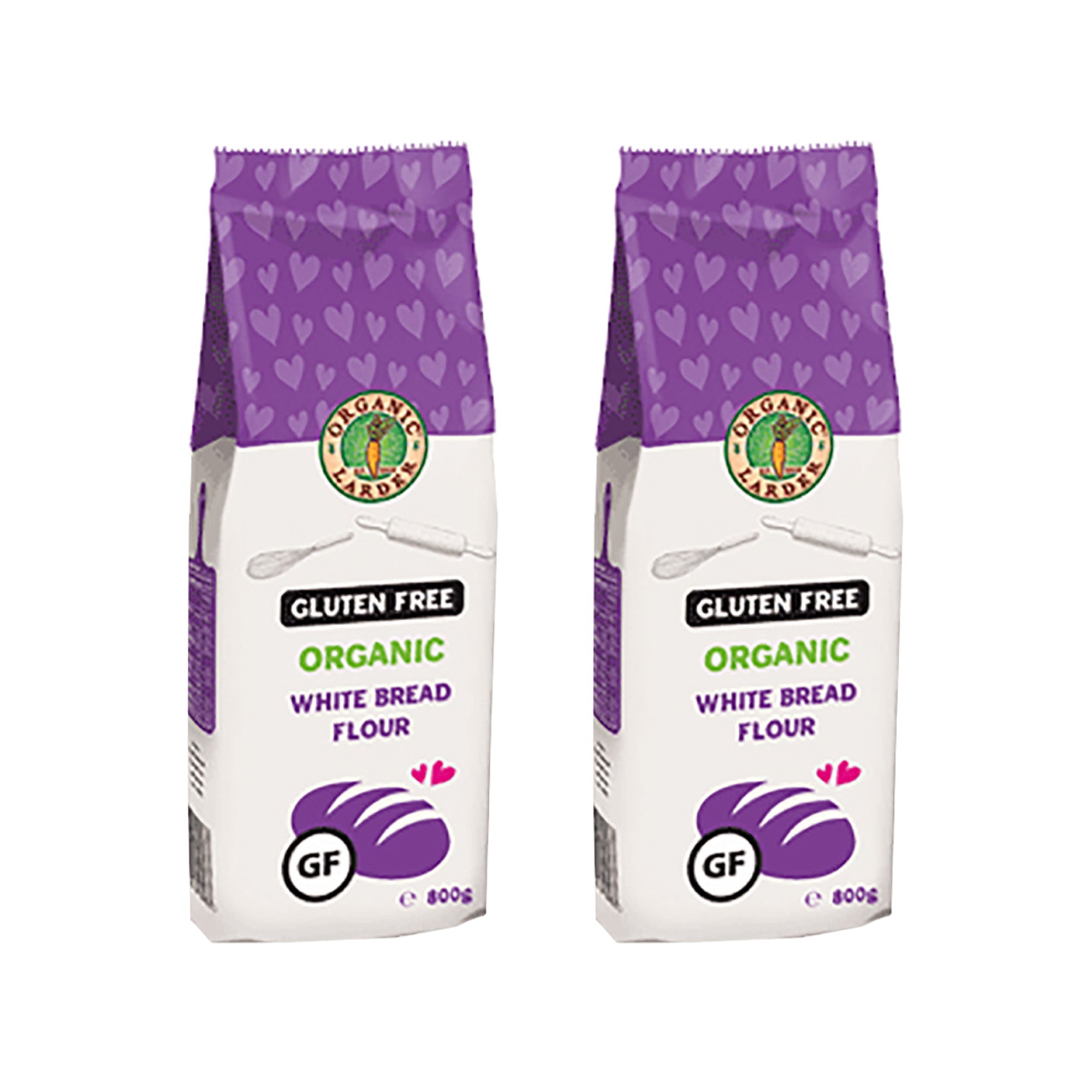 Organic Larder White Bread Flour 800g, Gluten Free, Vegan, PACK OF 2