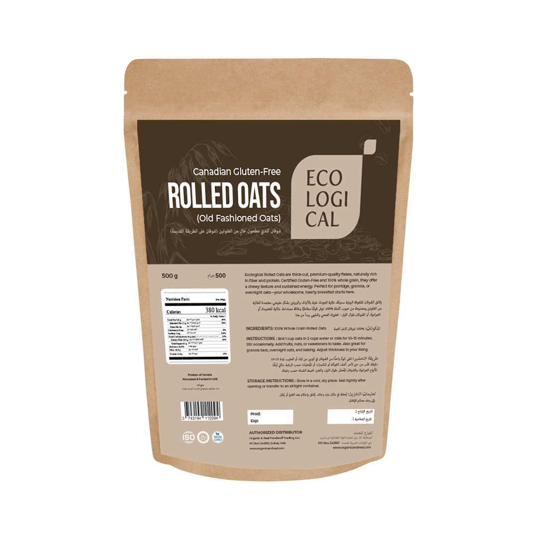 ECOLOGICAL Old-Fashioned Rolled Oats –  Gluten-Free, Canadian, 500g