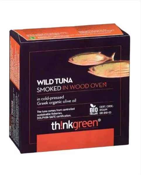 Thinkgreen Smoked Tuna in Organic Greek Olive Oil, 150g