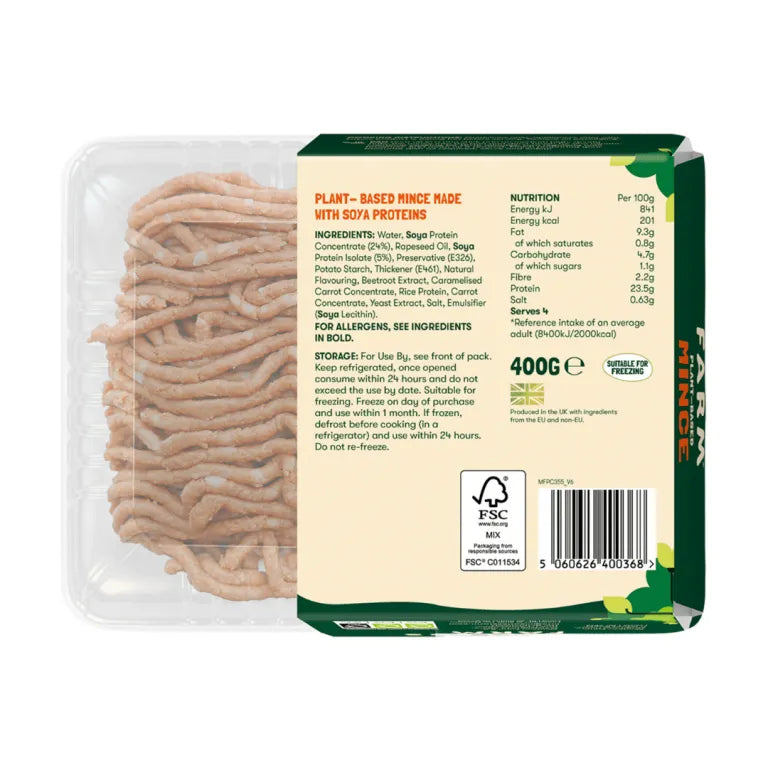 THE MEATLESS FARM Plant Based Meat Free Ground Mince, 400g