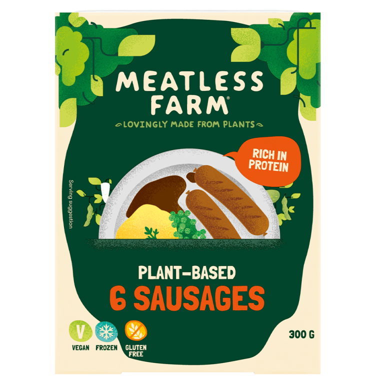 THE MEATLESS FARM Plant Based Meat Free Sausages, 300g - Pack of 6