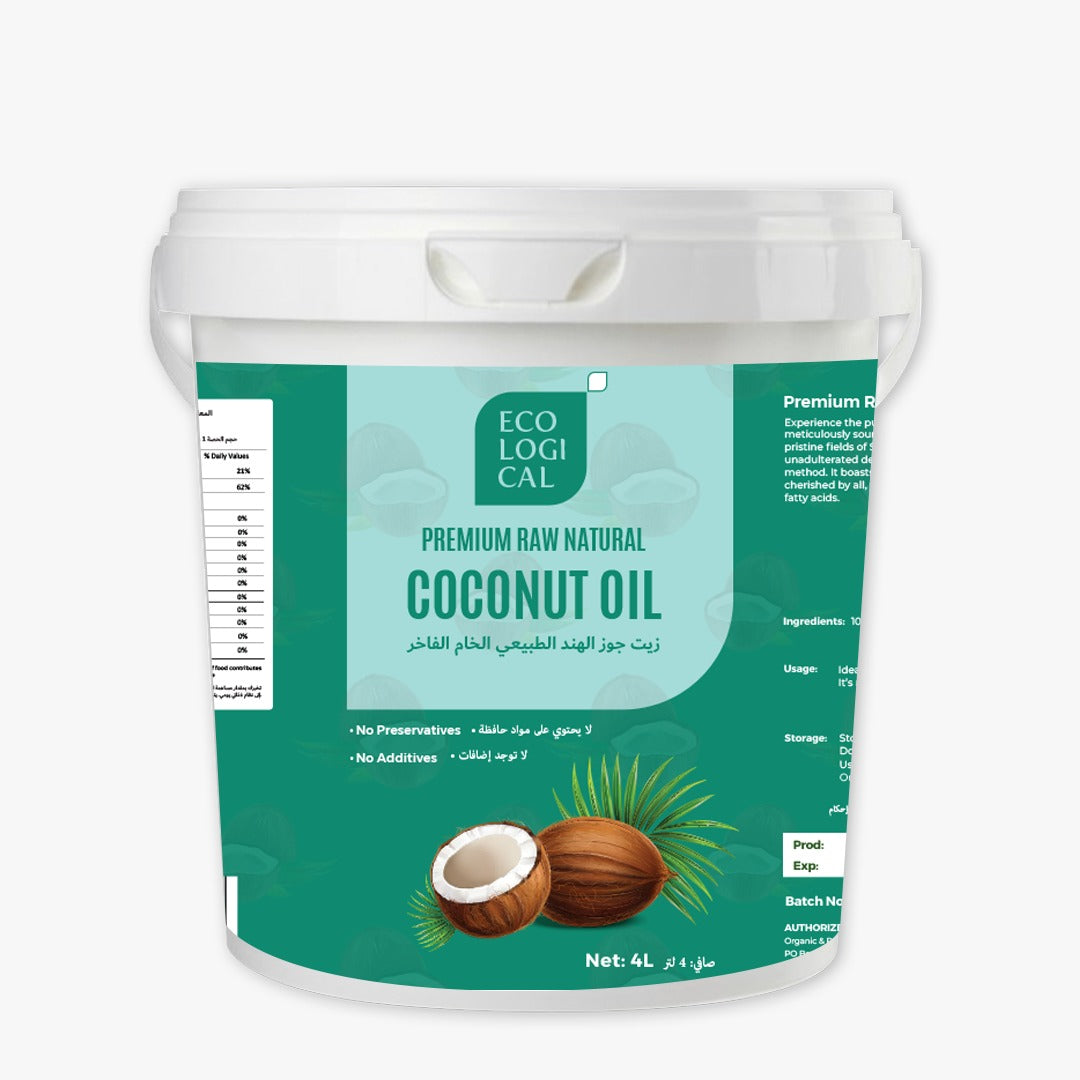 ECOLOGICAL Premium Raw Natural Coconut Oil from Copra 4L - Traditionally Extracted, Unrefined and Sustainably Sourced, Vegan, Keto friendly