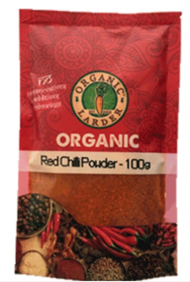 ORGANIC LARDER Red Chilli Powder, 100g - Organic, Natural